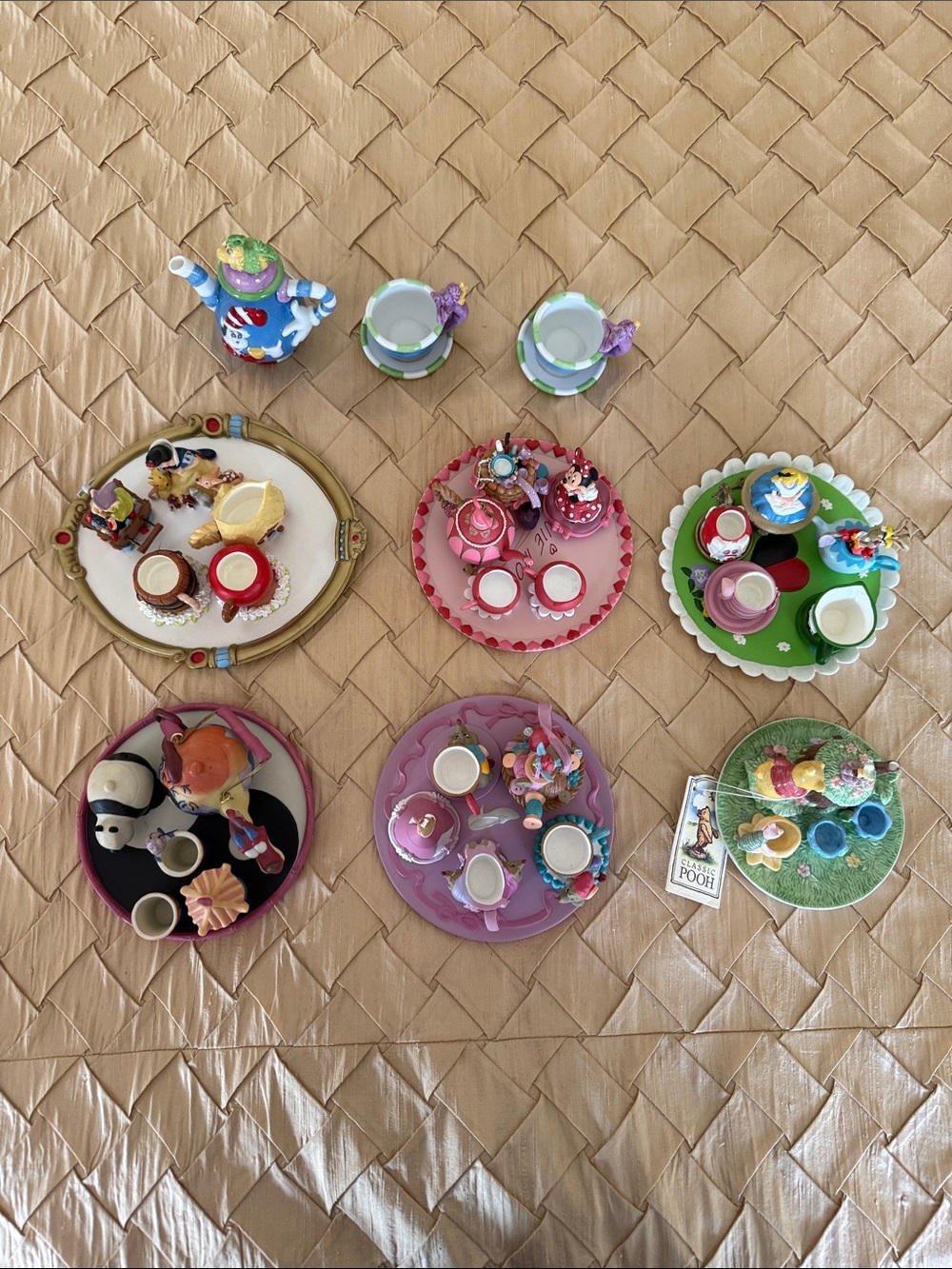 NEW-DISNEY miniature tea sets. Perfect for doll play, display, or for collectors